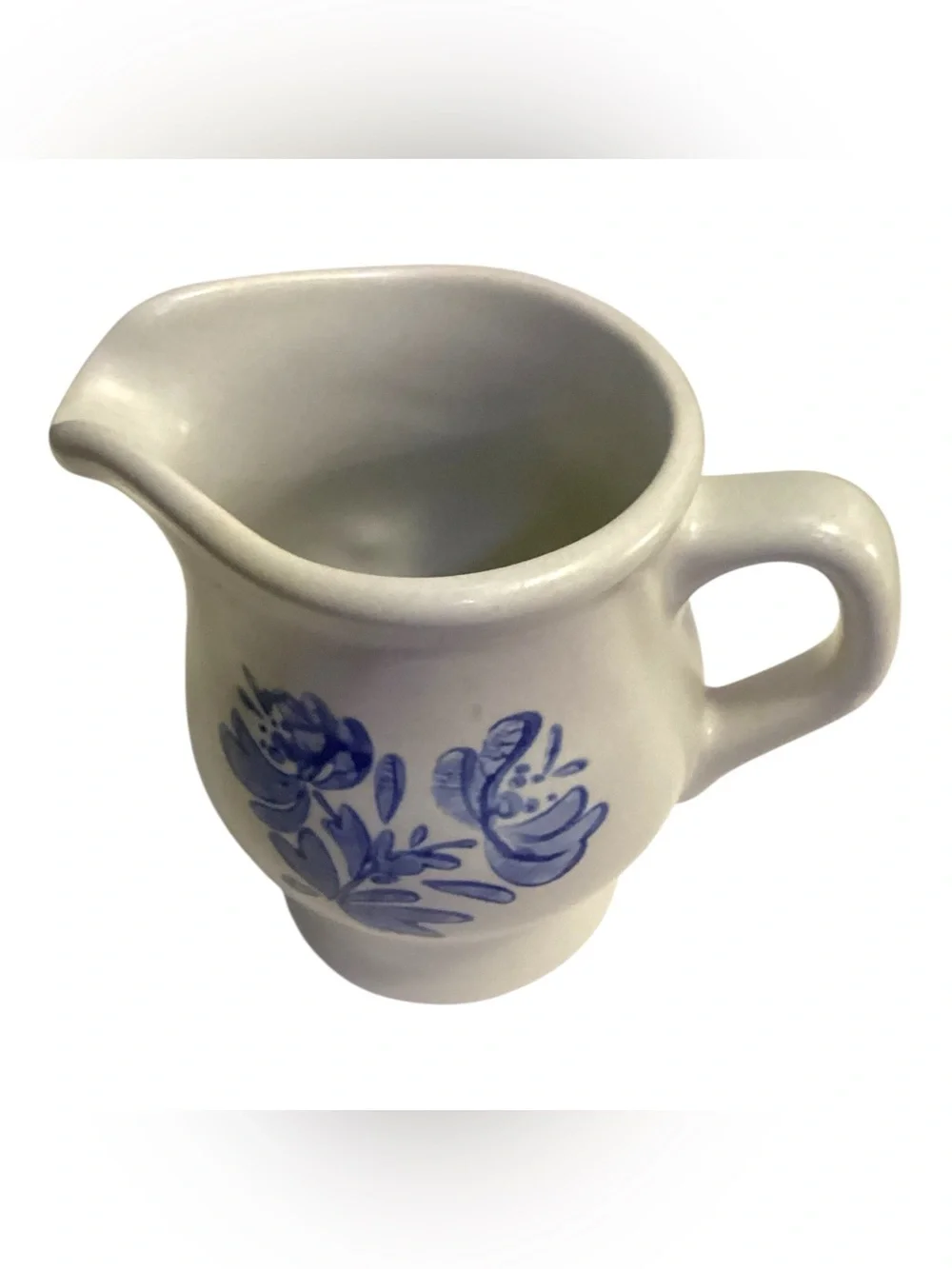 Vintage Pfaltzgraff Yorktowne Stoneware Creamer Mini Pitcher Blue Floral USA